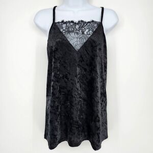 THML NWT Women Crushed Velvet Lace Witchy Camisole Size M Black Whimsigoth Fairy